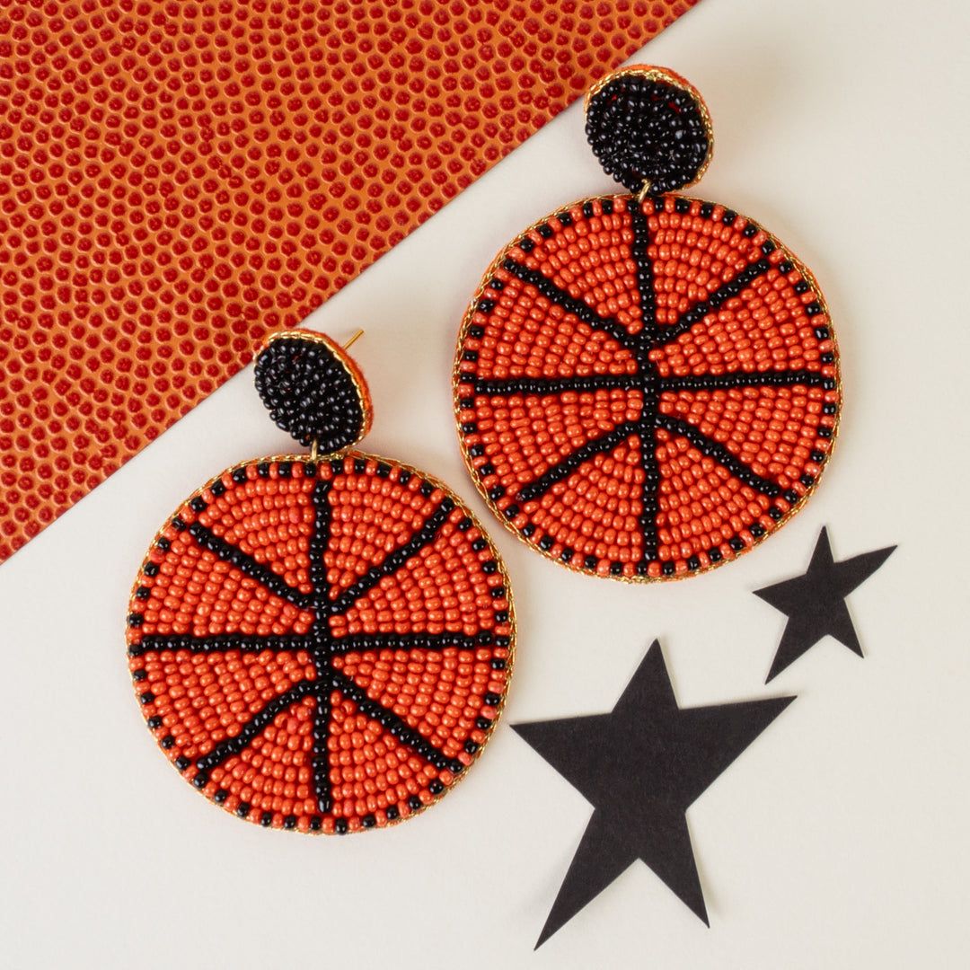 Beaded basketball earrings