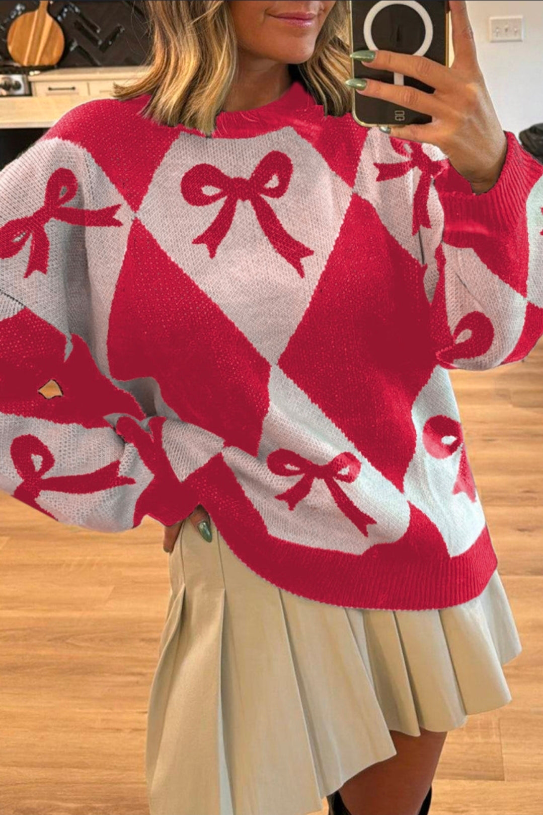 Red bow sweater