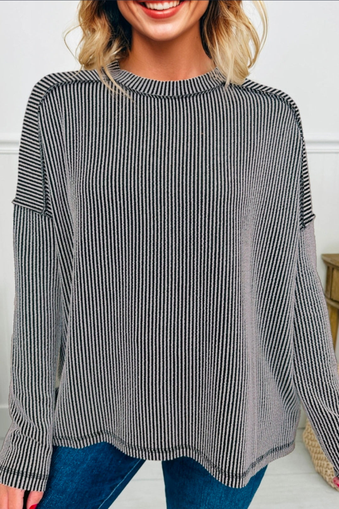 Black ribbed long sleeve
