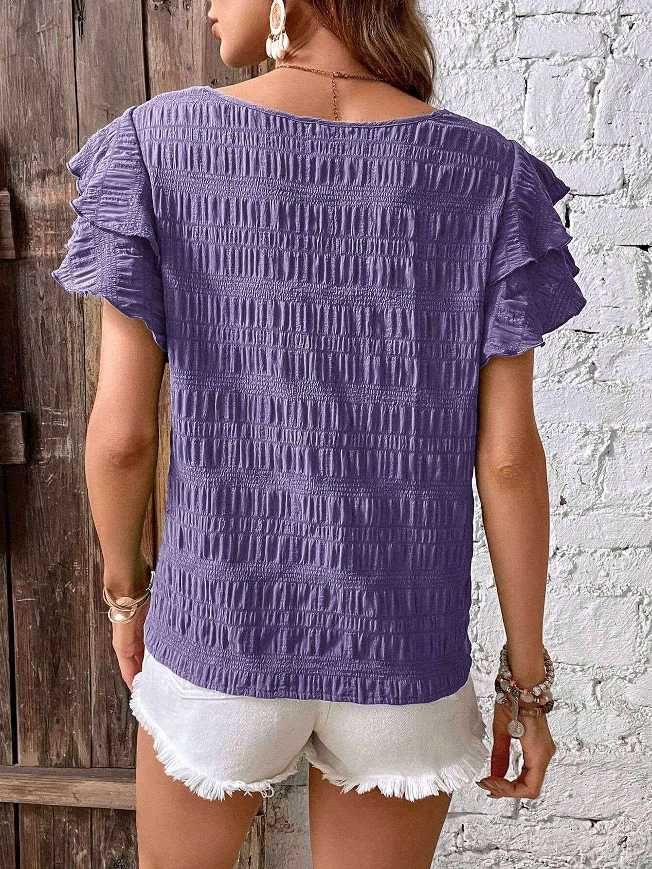 Double ruffled sleeve blouse