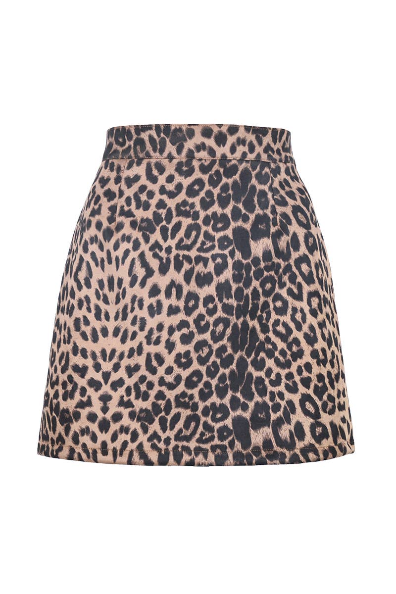 Suede wrap hip high waist zipper A-line solid color skirt