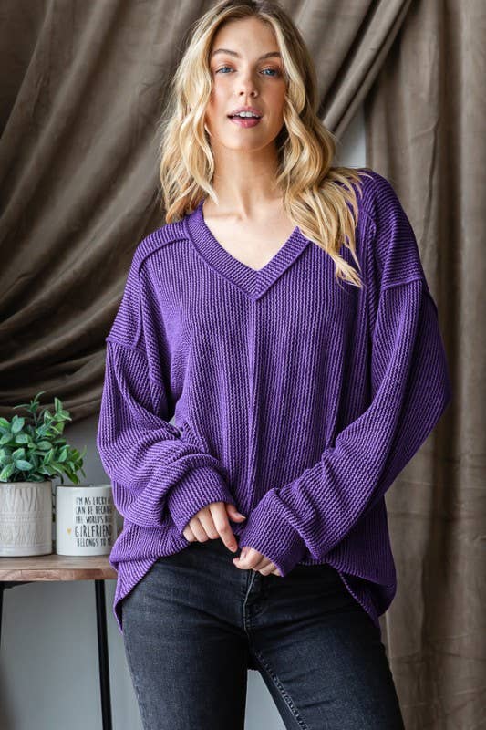 LONG SLEEVE SOLID RIBBED TOP