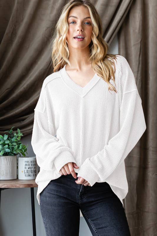 LONG SLEEVE SOLID RIBBED TOP