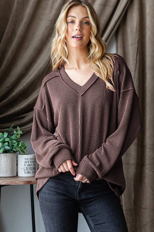 LONG SLEEVE SOLID RIBBED TOP