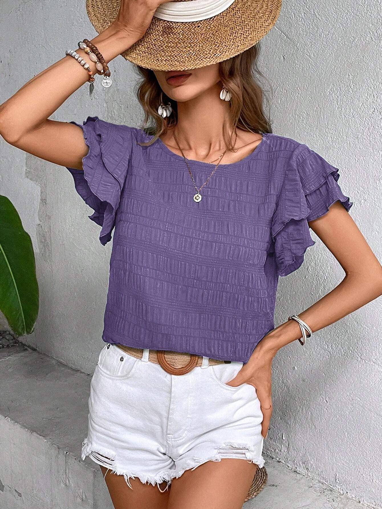 Double ruffled sleeve blouse