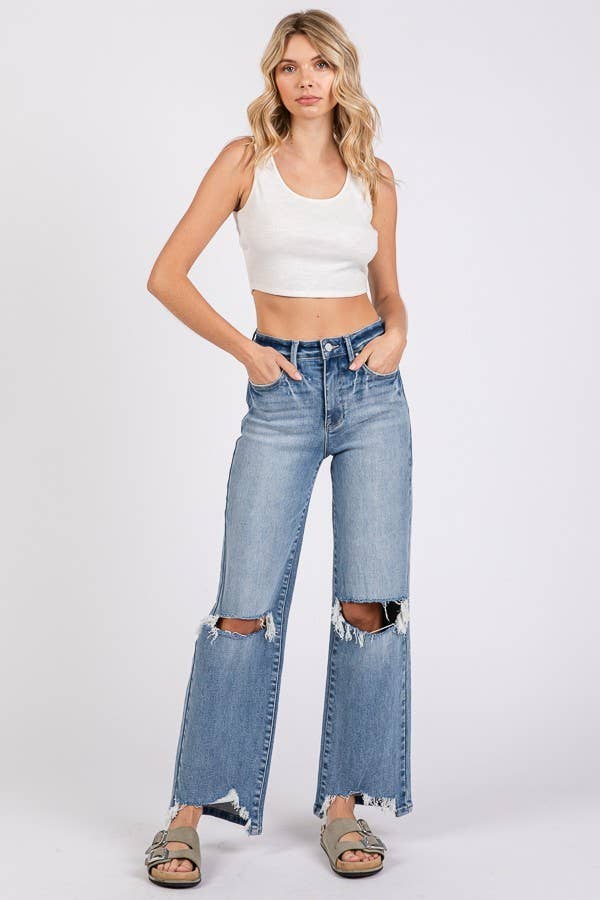 High waisted stretch jeans