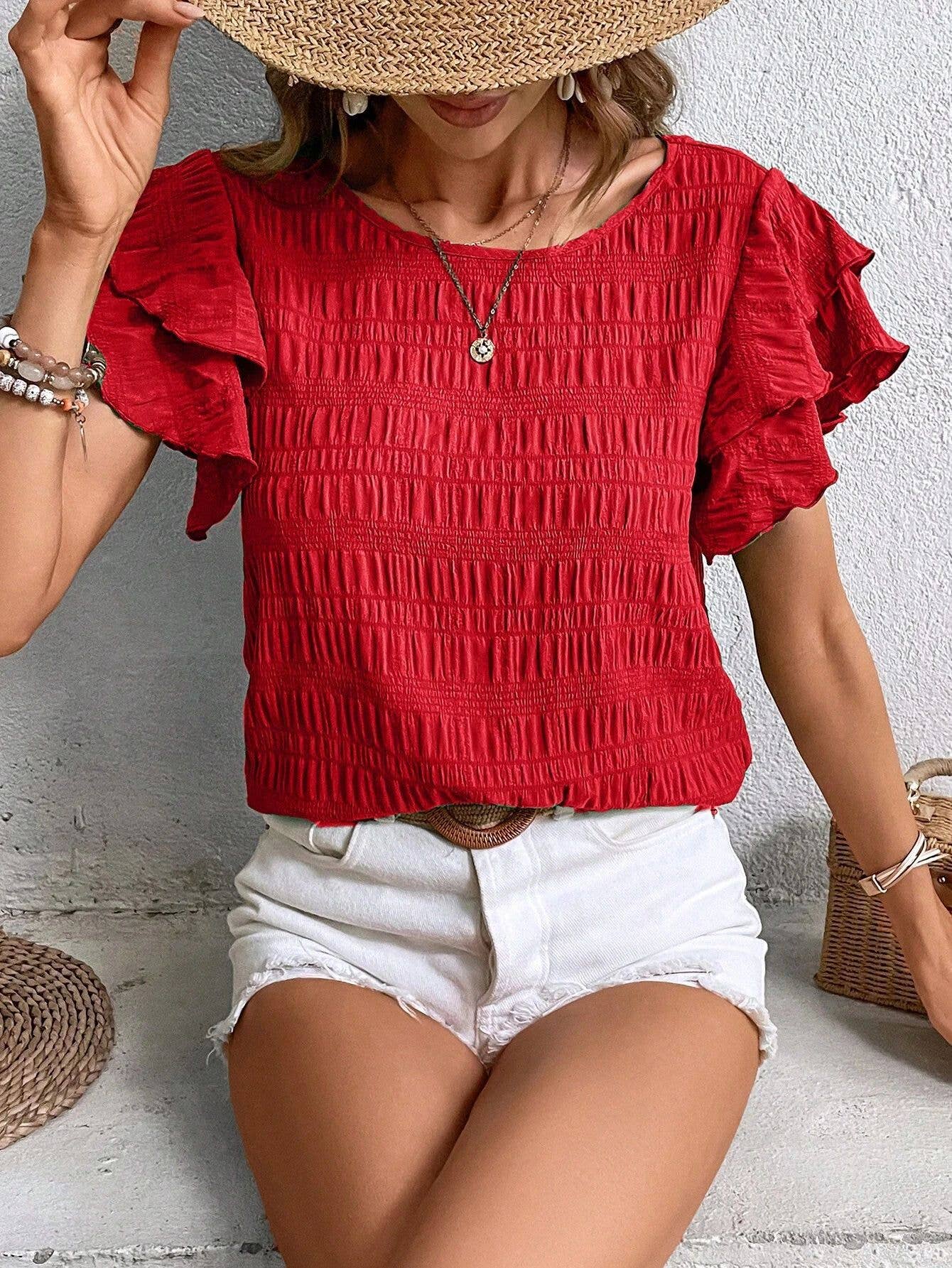 Double ruffled sleeve blouse