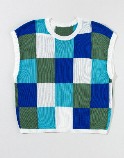 Color Block Cap Sleeve Sweater