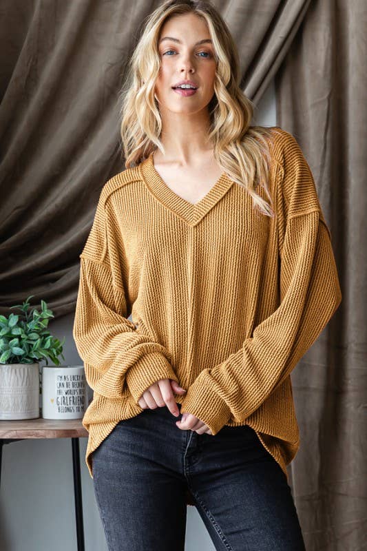 LONG SLEEVE SOLID RIBBED TOP