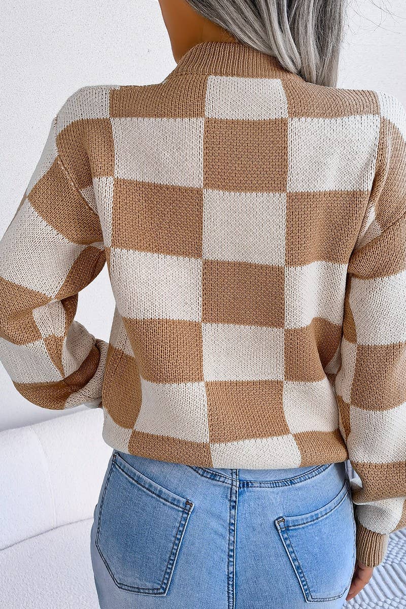 Maroon Checkered Sweater