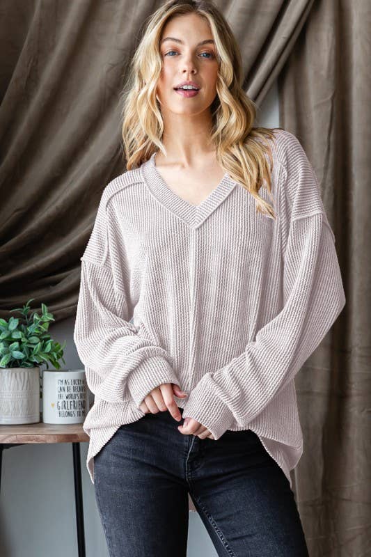 LONG SLEEVE SOLID RIBBED TOP