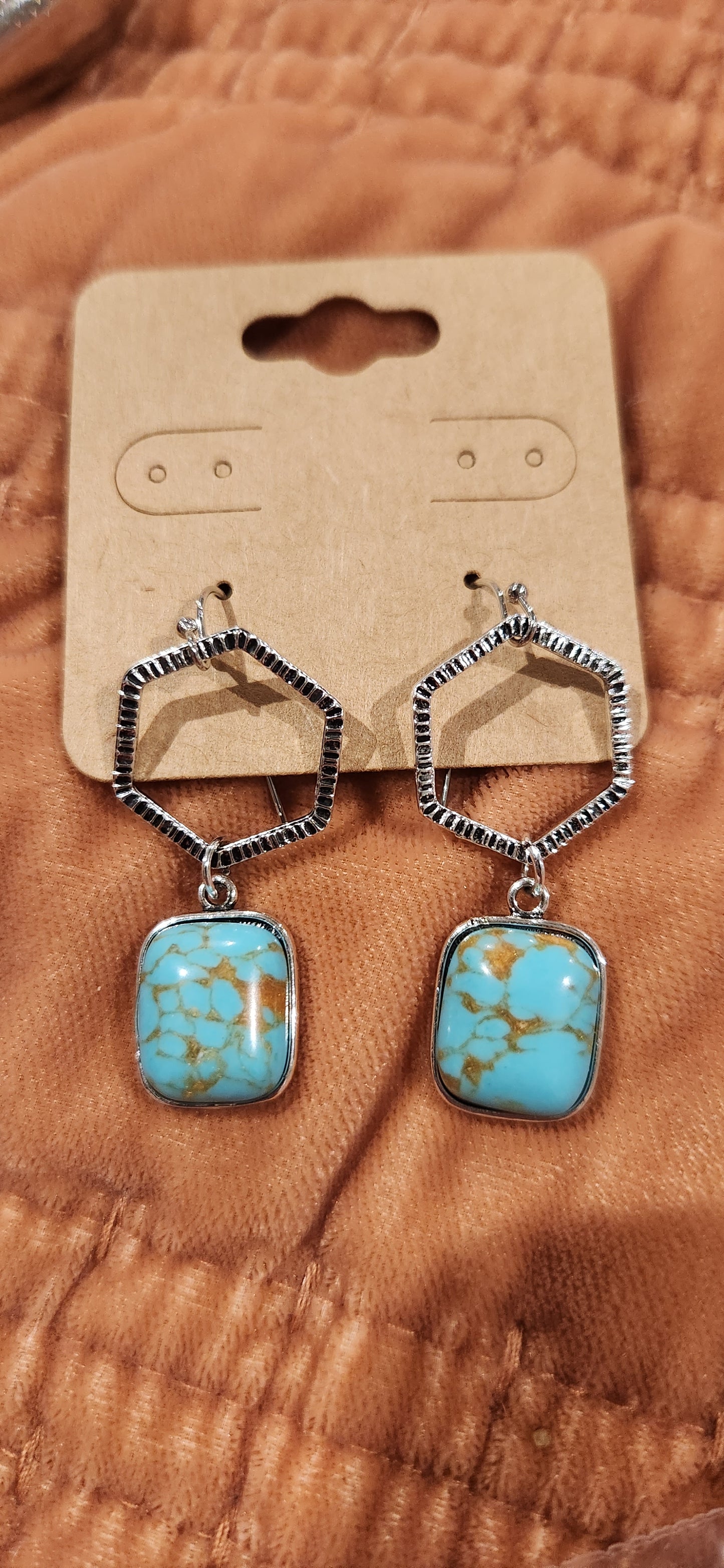 Square turquoise earrings
