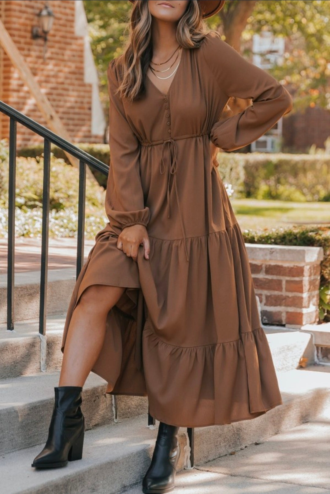 Chestnut long sleeve dress