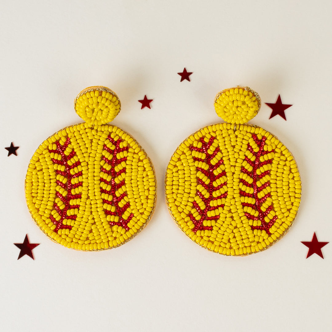 Beaded softball earrings