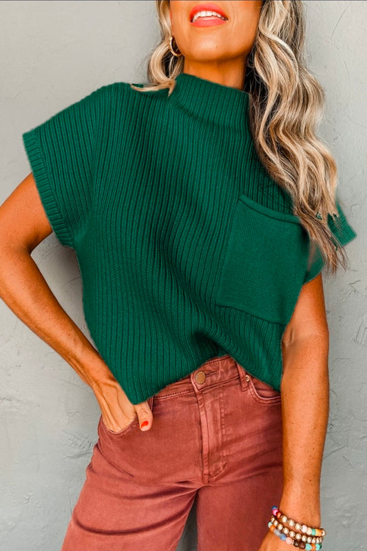 Ribbed short sleeve sweater